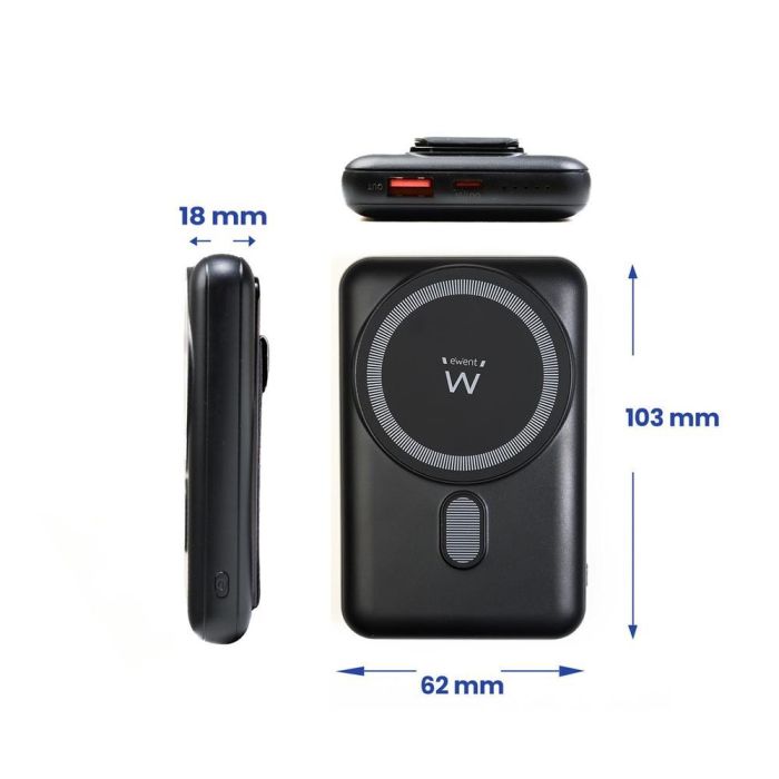 Ewent Powerbank Ew1162 Wireless Magsafe 10000Mah - Carga Rápida PD/QC 22.5W, Compatible con iPhone 0 Ewent Powerbank Ew1162 Wireless Magsafe 10000Mah - Carga Rápida PD/QC 22.5W, Compatible con iPhone 0