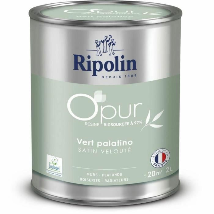 Ripolin RIP3174264728295 Pintura O'pur para Radiadores, Carpintería de Madera y Paredes Palatino Verde Aterciopelado Satinado - 2 L