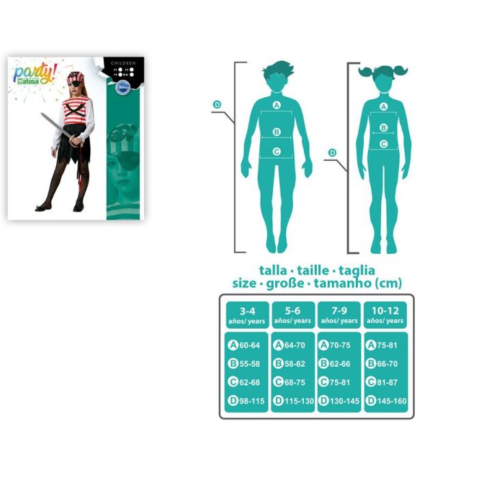 Disfraz Pirata Niña Infantil Rayas para 5-6 Años