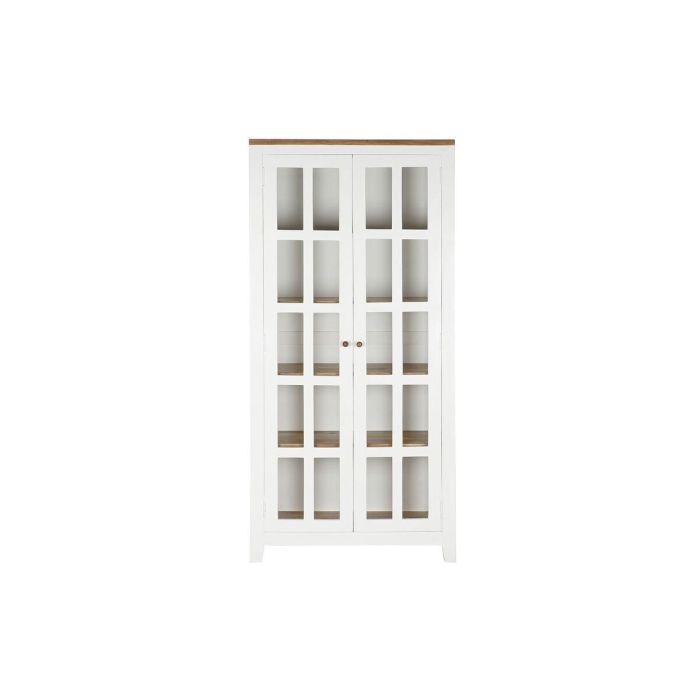 DKD Home Decor Vitrina Urban Colección Daniela 90x190x40 cm Blanco Marrón Mango Cristal Acacia con 2 Cajones y 4 Estantes 2