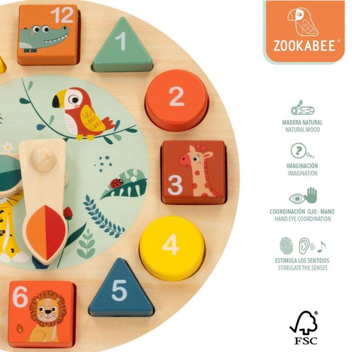 Woomax Puzzle Reloj de Madera Animales 22 cm. Juguete Didáctico Infantil para Aprender la Hora, Edad +24 Meses 3 Woomax Puzzle Reloj de Madera Animales 22 cm. Juguete Didáctico Infantil para Aprender la Hora, Edad +24 Meses 3