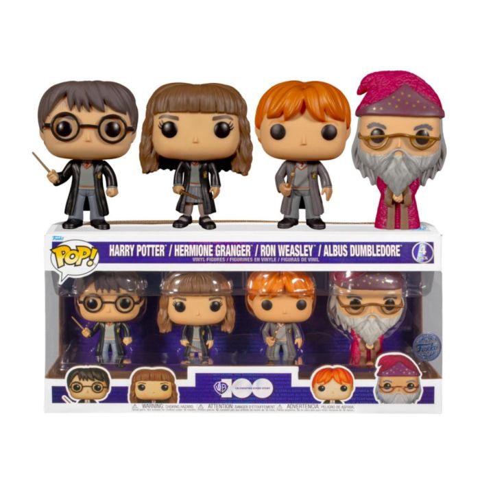 Funko Pop Harry Potter Pack 4 - Harry Potter, Hermione Granger, Ron Weasley & Dumbledore - Figura de Vinilo