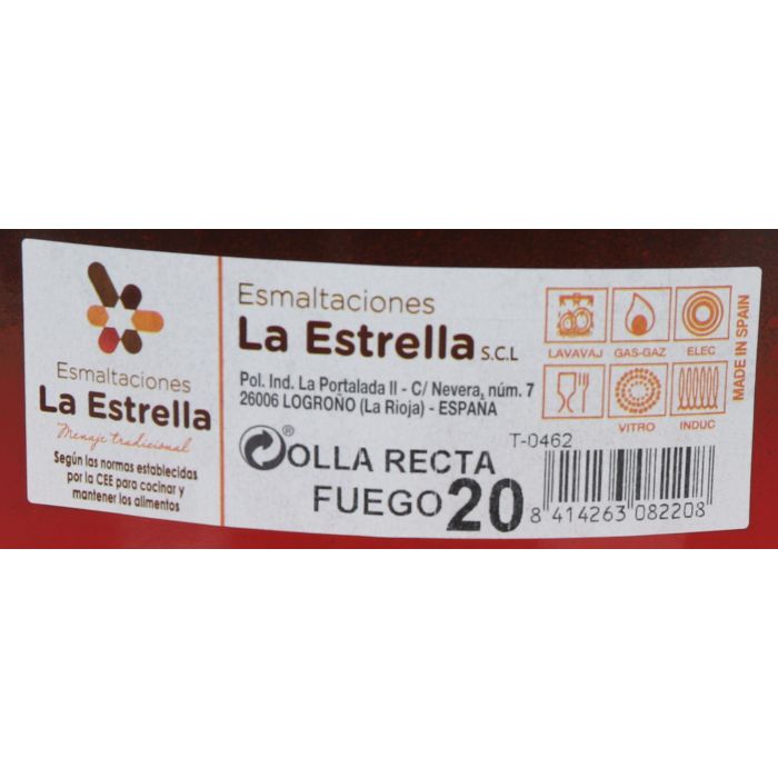 La Estrella Olla Recta con Tapa 20 cm - 3.5L (6 Unidades)