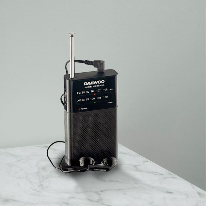 Daewoo Radio AM/FM con Altavoz Incorporado y Auriculares - Color Negro