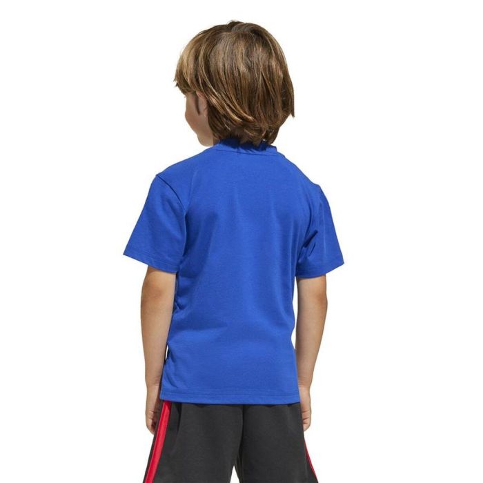 Camiseta de Manga Corta Infantil Adidas Big Logo Azul Blanco M 4