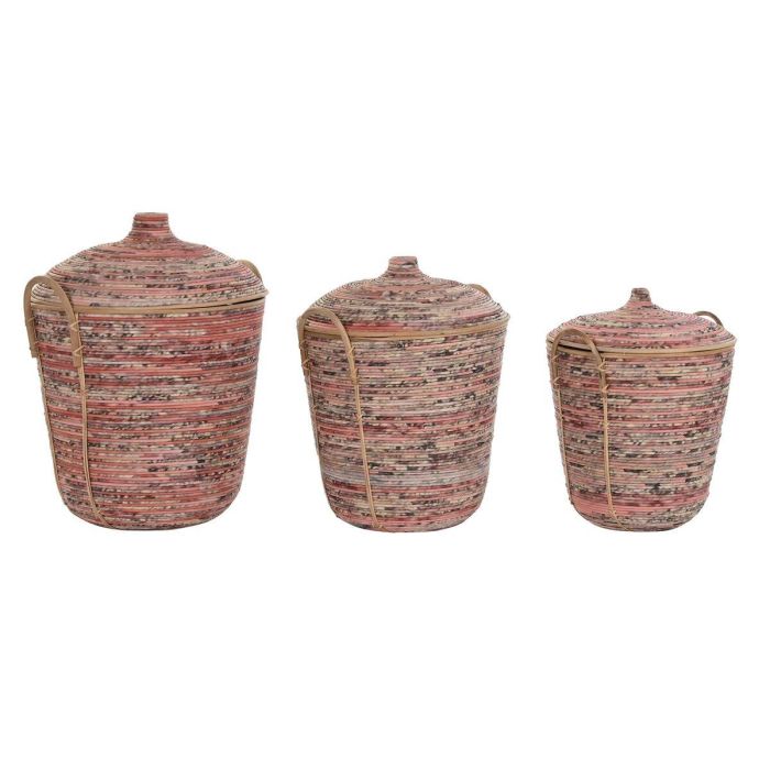 Cesta Boho DKD Home Decor Melocoton Natural 51 x 67 x 51 cm Set de 3