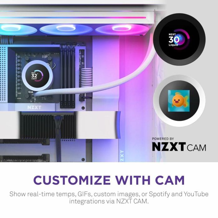 Nzxt RL-KR360-W2 Kraken Plus 360 RGB Refrigeración Líquida con Pantalla Personalizable de 1,54" y Ventiladores RGB - Blanco 5