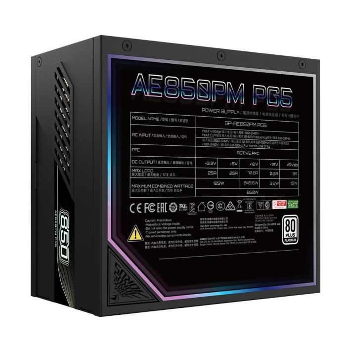 GIGABYTE AORUS ELITE P850W unidad de fuente de alimentación 850 W 20+4 pin ATX Negro 2 GIGABYTE AORUS ELITE P850W unidad de fuente de alimentación 850 W 20+4 pin ATX Negro 2