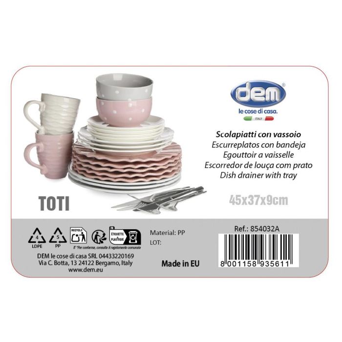 Escurreplatos C/ Bandeja Toti 45X37X9Cm Blanco (4 Unidades) 2
