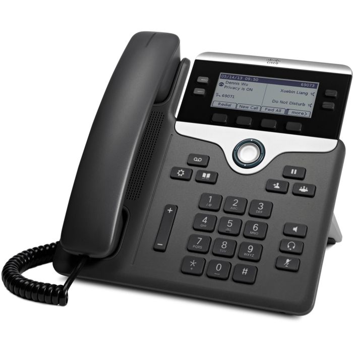 Cisco UC PHONE 7841 Teléfono IP Negro/Plata, 4 Líneas, PoE, con Contestador Automático, Pantalla LCD 3.5"