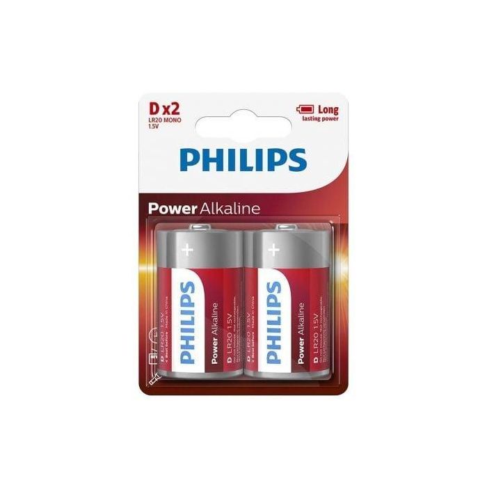 Philips LR20P2B/05 Pack 2 Pilas D LR20 1.5V Alcalinas Philips LR20P2B/05 Pack 2 Pilas D LR20 1.5V Alcalinas