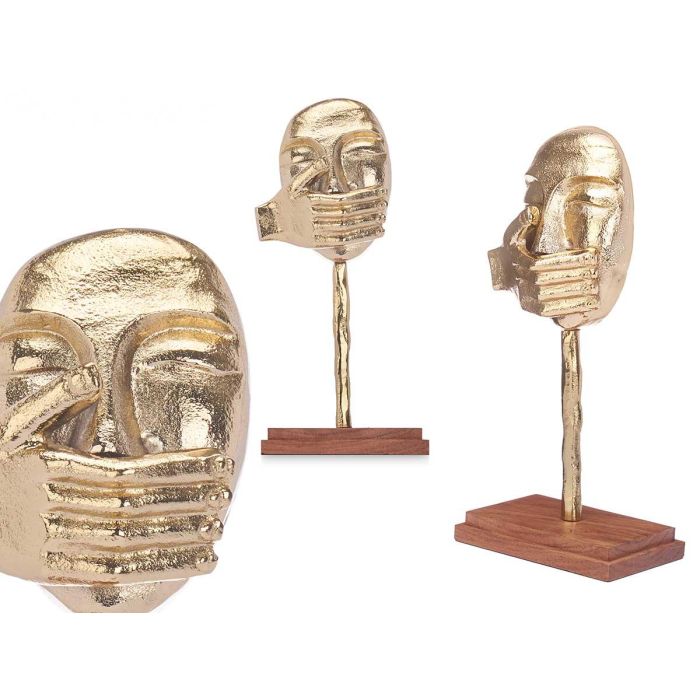 Figura Metal Mano Boca Oro con Soporte Madera Giftdecor 17x33.5x10 cm (6 Unidades) Figura Metal Mano Boca Oro con Soporte Madera Giftdecor 17x33.5x10 cm (6 Unidades)