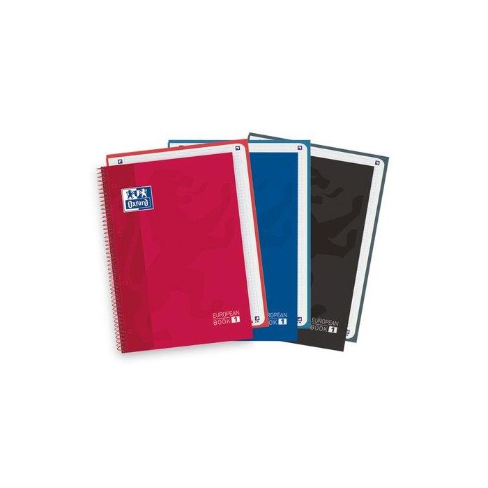 Oxford Cuaderno 1 CLASSIC WRITE&ERASE School Europeanbook A4 80 Hojas Espiral Tapas Extraduras Colores Surtidos Pack Promocional 3 Ud