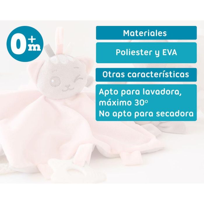 KioKids Set Doudou y Sonajero Gatito Rosa Suave, para Bebé +0 Meses con Mordedor y Sonidos, ayuda a conciliar el sueño 5