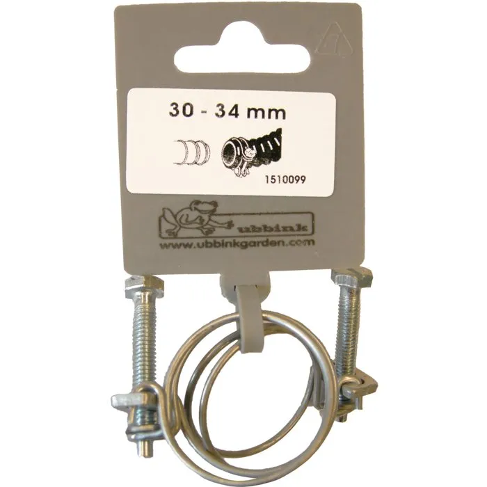 Ubbink AABEN20645 - Juego de 2 Abrazaderas de Manguera Galvanizadas, Diámetro 30-34 mm, Para Manguera Espiral