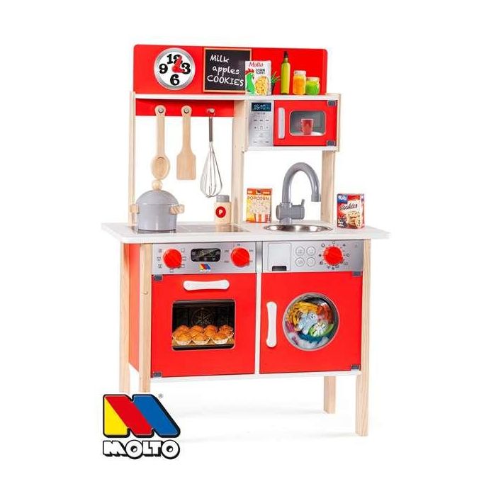 Cocina de madera roja con 10 accesorios 85,5x30x60 cm 7 Cocina de madera roja con 10 accesorios 85,5x30x60 cm 7