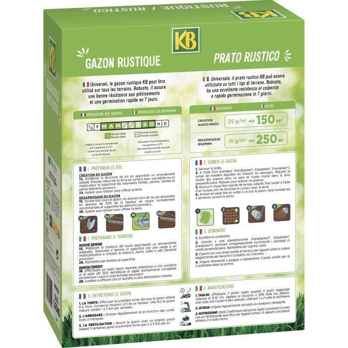 KB Semillas de Césped Rústico 150m² - Mezcla Resistente y Duradera, Rápido Establecimiento, Alta Densidad, Resistente a la Sequía 1 KB Semillas de Césped Rústico 150m² - Mezcla Resistente y Duradera, Rápido Establecimiento, Alta Densidad, Resistente a la Sequía 1