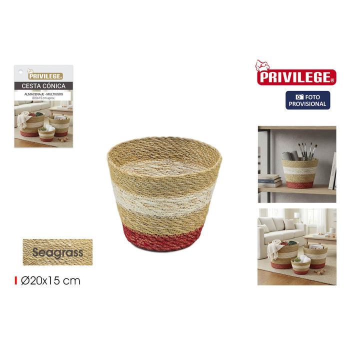 Inde Cesta Cónica Almacenamiento Seagrass 20 cm 0 Inde Cesta Cónica Almacenamiento Seagrass 20 cm 0