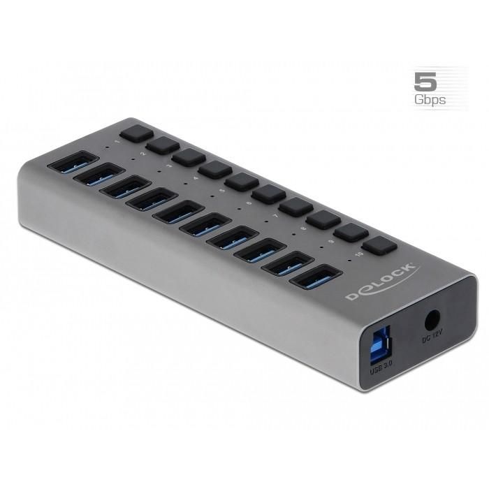 DELOCK Externer SuperSpeed USB Hub mit 10 Ports + Schalter 0 DELOCK Externer SuperSpeed USB Hub mit 10 Ports + Schalter 0