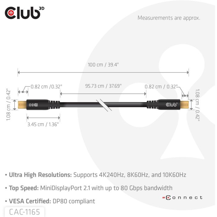 Club3D Kabel MiniDP 2.1 <-> MiniDP 2.1 1m 10K60Hz St/St retail 2 Club3D Kabel MiniDP 2.1 <-> MiniDP 2.1 1m 10K60Hz St/St retail 2