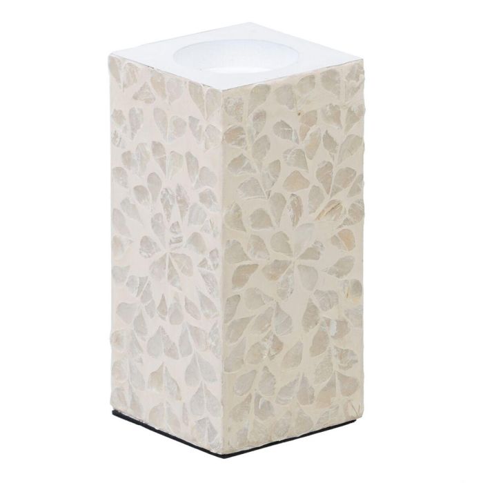 Portavelas Beige Nácar Madera MDF 10,5 x 10,5 x 21 cm