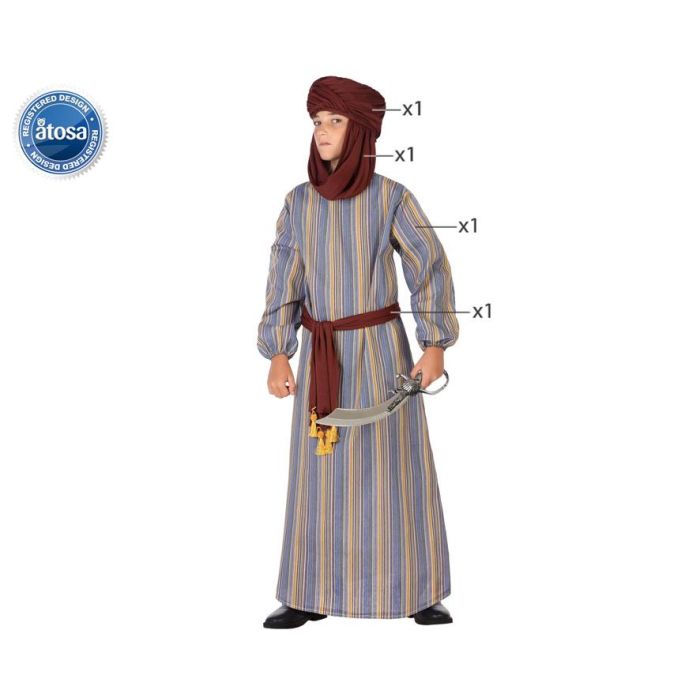 Disfraz Árabe Niño Marrón 5-6 Años - Túnica, Turbante, Pañuelo y Cinturón - Temática Países del Mundo Disfraz Árabe Niño Marrón 5-6 Años - Túnica, Turbante, Pañuelo y Cinturón - Temática Países del Mundo