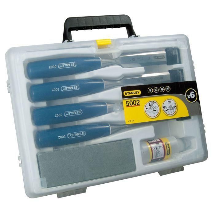 STANLEY 4 ABS Cinceles de Madera Set de 4 piezas (6, 12, 18, 25 mm) con Aceite, Piedra y Mango Polipropileno Irrompible 1 STANLEY 4 ABS Cinceles de Madera Set de 4 piezas (6, 12, 18, 25 mm) con Aceite, Piedra y Mango Polipropileno Irrompible 1