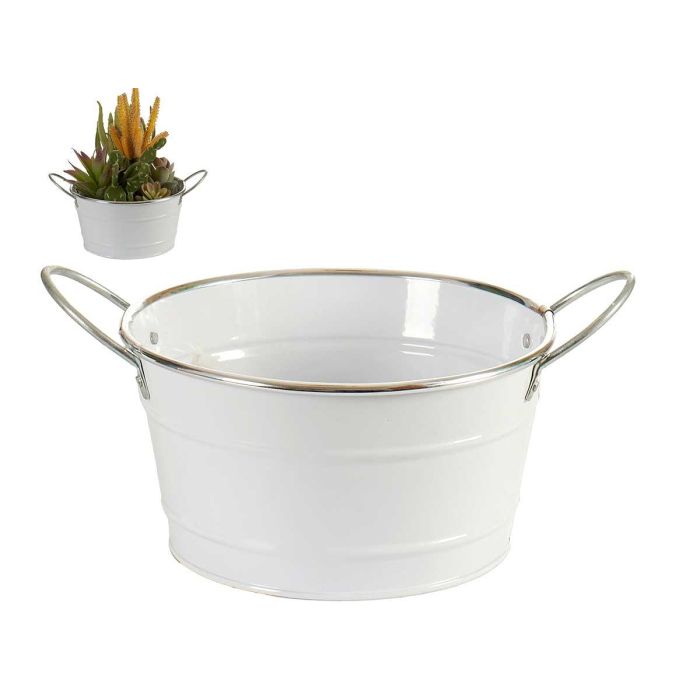 Macetero Redondo Blanco Filo Plata Ibergarden 27X10CM (24 Unidades) Macetero Redondo Blanco Filo Plata Ibergarden 27X10CM (24 Unidades)