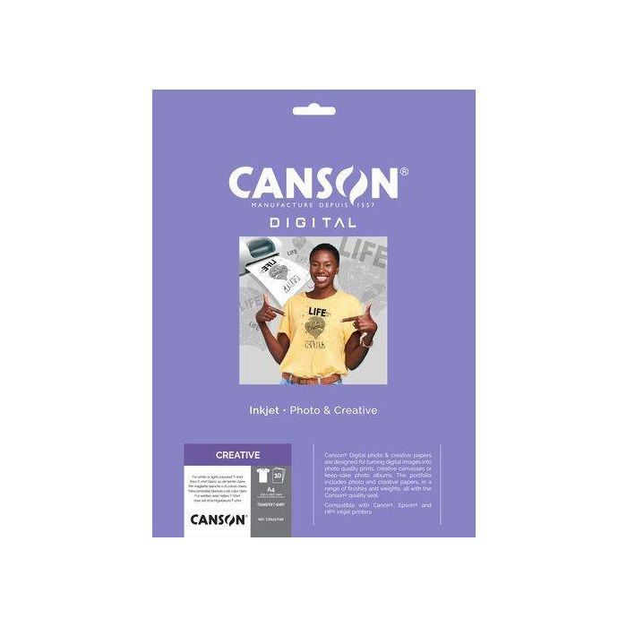 Papel Inkjet Transfer Canson A4 10H Para Algodon Claro