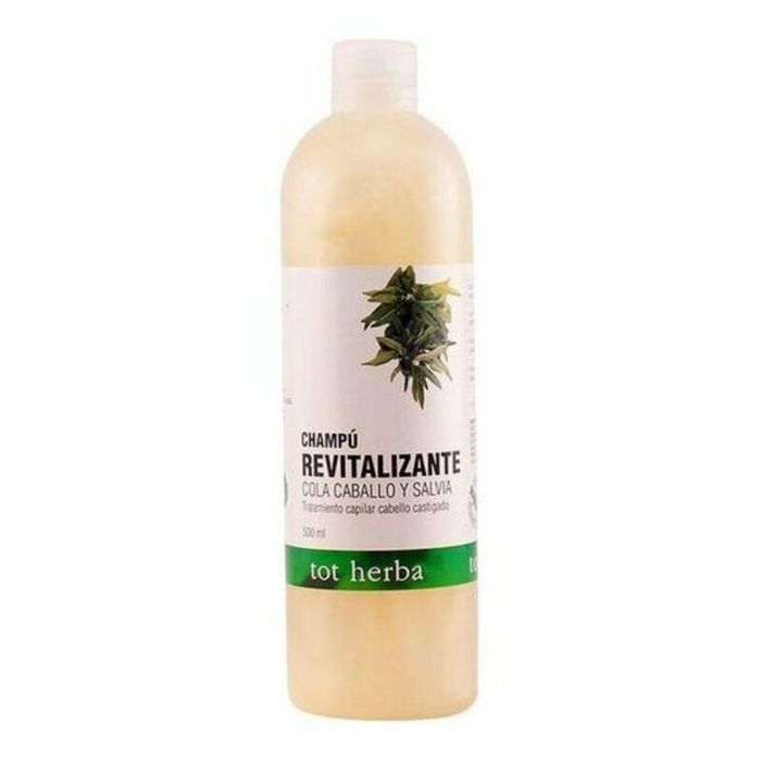 Tot Herba Champú Revitalizante Brillo para Cabello Dañado con Cola de Caballo y Salvia, Aporta Fuerza y Vitalidad 500 ml