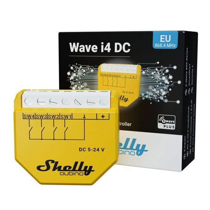 Shelly Wave i4 DC Interruptor Inteligente Z-Wave Inalambrico Amarillo 5-24V DC 40m Interior 2