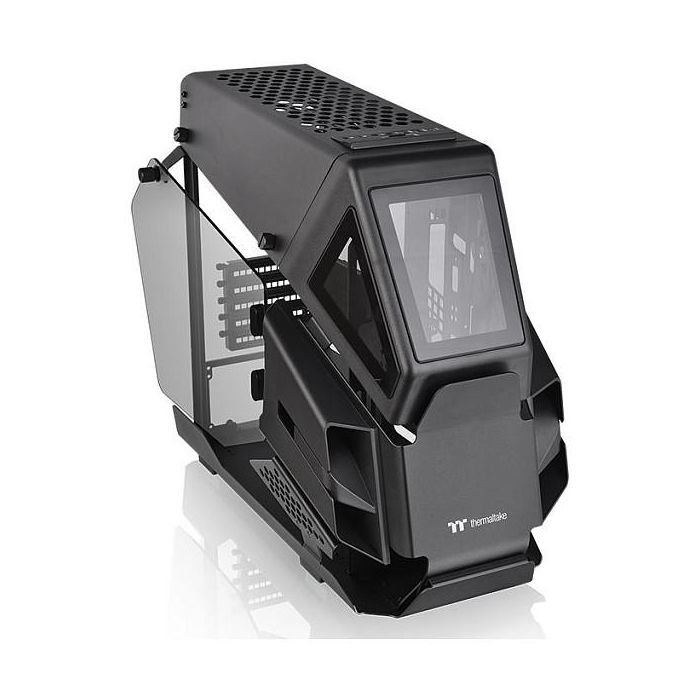 Thermaltake AH T200 Negro Torre Micro ATX, Mini-ITX, SPCC, Ventana Lateral de Vidrio Templado, Panel Frontal I/O USB 3.2 Gen 2 Type-C 4