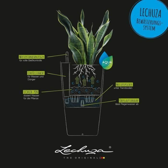 Lechuza 13158 Jardinera Cubico Color 40 Todo en Uno. Maceta de auto-riego con indicador de nivel de agua, color Pizarra 421429 2