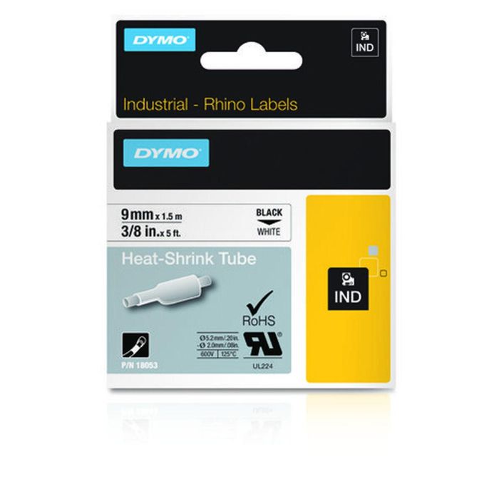 Dymo Rhino Cinta Id1-9, Negro Sobre Blanco, 9 mmx1´5M, Tubo Termorretractil S0718280 Dymo Rhino Cinta Id1-9, Negro Sobre Blanco, 9 mmx1´5M, Tubo Termorretractil S0718280