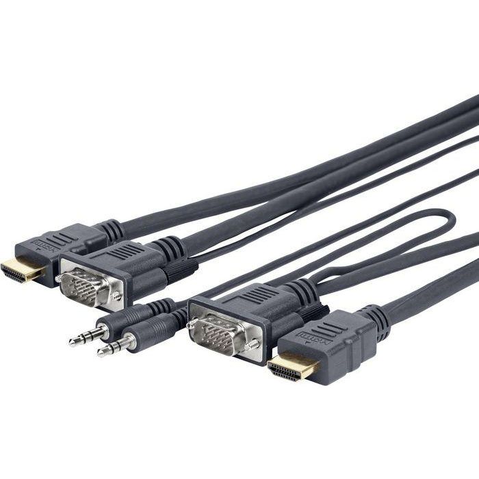 Vivolink Cable VGA + 3.5 mm/HDMI M/M, 5 m, 4K@60Hz HDMI, 1920x1200@60Hz VGA para dispositivos portátiles y de escritorio