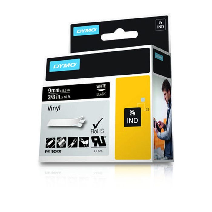 DYMO RHINO Cinta ID1-9 Blanco/negro vinilo 6