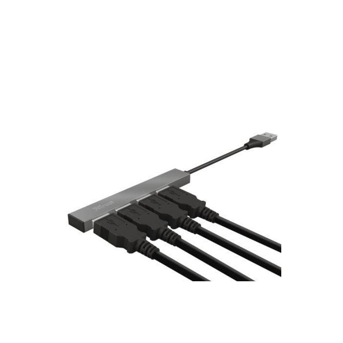 Trust 23786 - Hub USB 2.0 Halyx Mini de 4 Puertos en Aluminio para Ordenador/Portátil (Velocidad 480 Mbps) 2