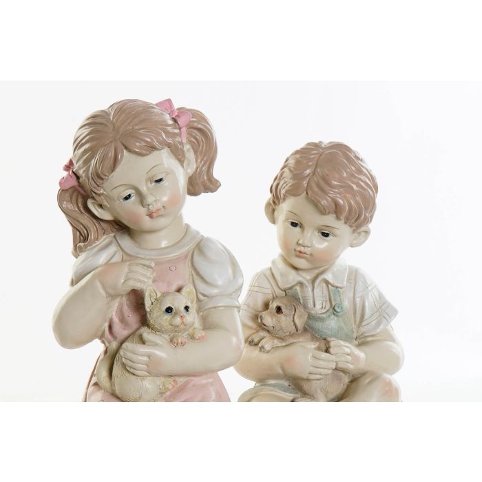 DKD Home Decor Figura Decorativa Shabby de Resina Niño Mascota Rosa Azul 16x26x14.5 cm, Pack de 2 Unidades Surtidas 1 DKD Home Decor Figura Decorativa Shabby de Resina Niño Mascota Rosa Azul 16x26x14.5 cm, Pack de 2 Unidades Surtidas 1