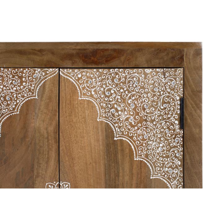 Giner y Colomer Mueble Auxiliar en Madera de Mango con 2 Puertas Pintadas a Mano, Blanco y Natural 4