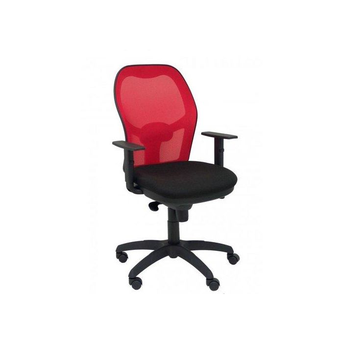 Silla Piqueras Y Crespo Jorquera Brazos Regulables Mecanismo Sincro Con Regulador De Tension Respaldo De Malla Roja Y Asiento Tapizado Bali Negro