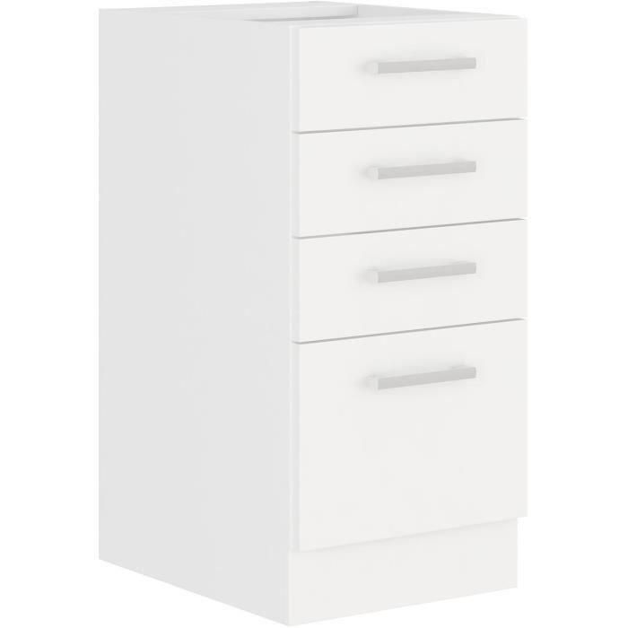ATLAS Mueble bajo con 4 cajones - Decoración blanca - L40cm - Se vende sin encimera ATLAS Mueble bajo con 4 cajones - Decoración blanca - L40cm - Se vende sin encimera