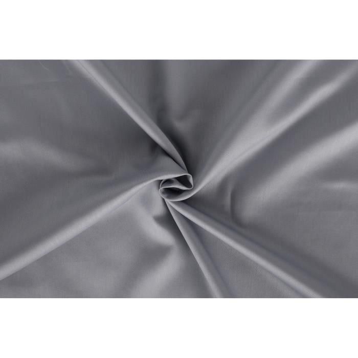 Juego de cama - 1 funda nórdica 220x240 cm + 2 fundas de almohada 60x60 cm - 100% algodón satén - Gris 4 Juego de cama - 1 funda nórdica 220x240 cm + 2 fundas de almohada 60x60 cm - 100% algodón satén - Gris 4