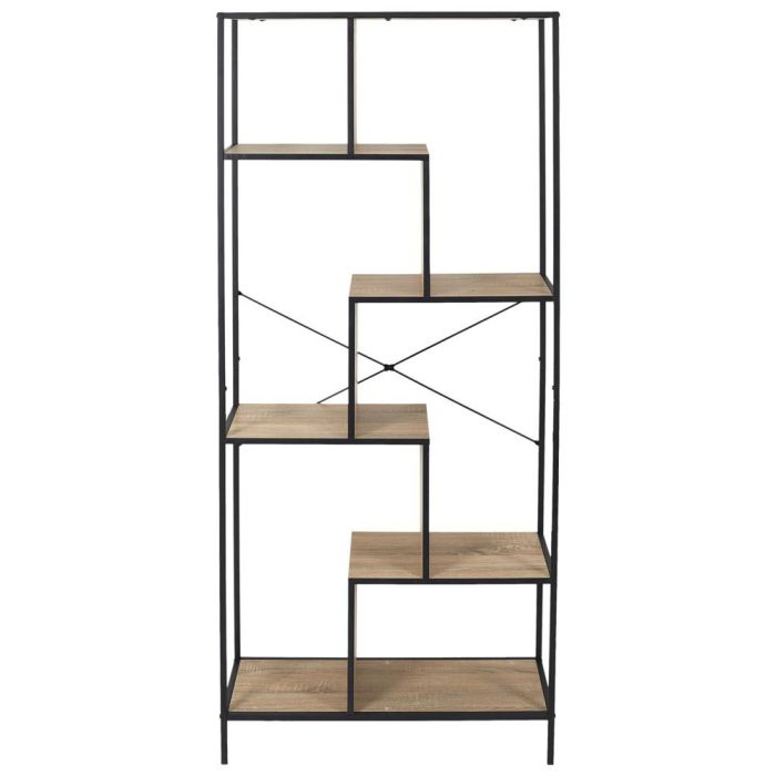 Home Deco Factory Estantería Edison 80x30x180 cm, estructura hierro y madera, negro 2 Home Deco Factory Estantería Edison 80x30x180 cm, estructura hierro y madera, negro 2