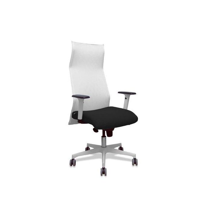 Sillon Piqueras Y Crespo Sahuco Direccion Uso Intensivo (8H) Brazos Blancos Regulables Mecanismo Sincro Respaldo Malla Blanca Transpirable Y Asiento Tapizado Bali Negro