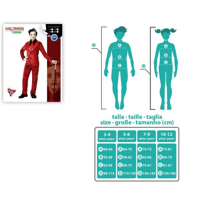 Disfraz Vampiro Rojo Traje Con Corbata Niño 5-6 Años 3 Disfraz Vampiro Rojo Traje Con Corbata Niño 5-6 Años 3