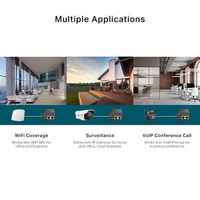 Omada PoE+ Injector Adapter, Gigabit PoE Port, 802.3at/af Compliant, Data and Power Over Single Cable Up to 100m, Pocket Size 4