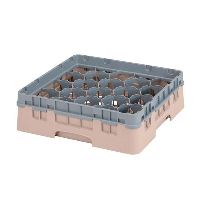 CAMBRO - 20S318-184 - Cesta de lavado 20 comp. 1 altura - 11,8 cm Ø máx. - alt. máx. 9,4 cm - 50 x 50 x 14,3 cm - Beige
