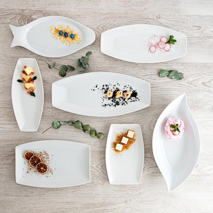 Fuente de Cocina Quid Gastro Cerámica Blanco (40 x 17,5 x 3,5 cm) (Pack 4x) 4