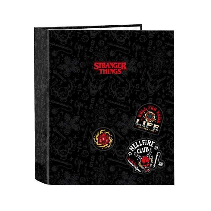 Carpeta de anillas Stranger Things Negro A4 27 x 33 x 6 cm