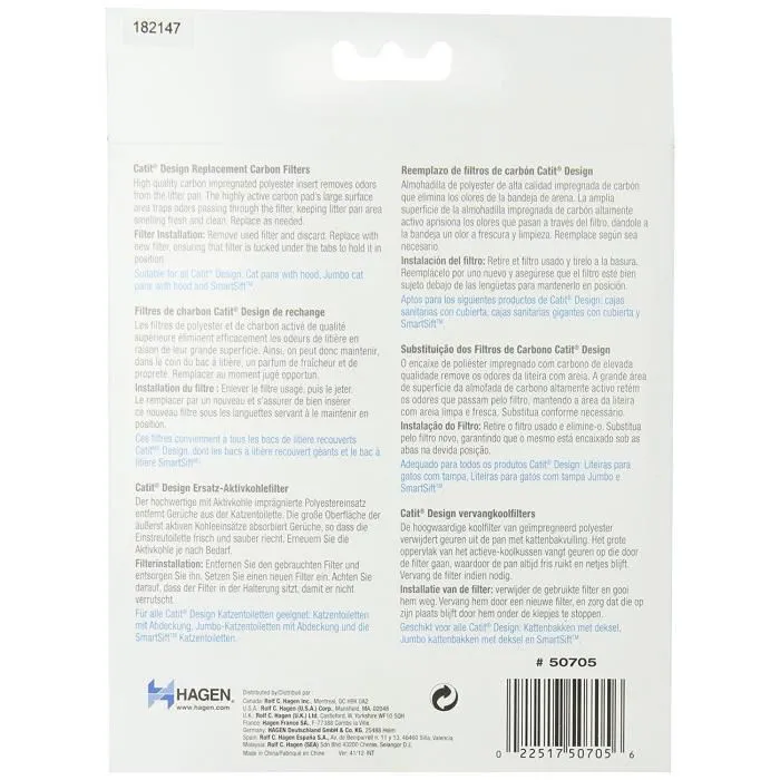 Cat It Filtros de Carbón de Repuesto para Baño 2 Unidades Eliminación de Olores para Bandejas de Arena Cubiertas 3